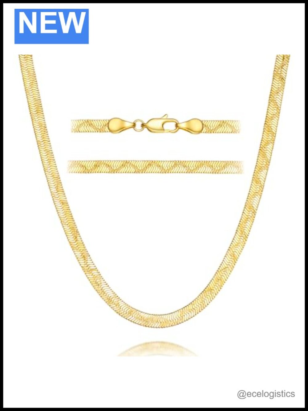 14K Gold 4mm Snake Chain Necklace Herringbone Lobster Clasp 16"